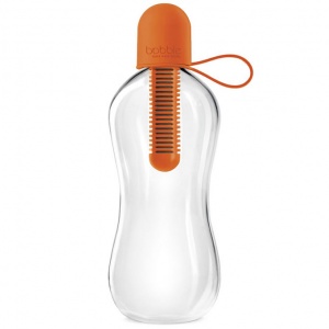 láhev na vodu 550 ml oranžová se silikonovým víčkem